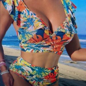 Tropical Print Bikini Set